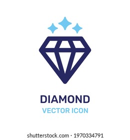 Diamond gemstone with sparkle icon