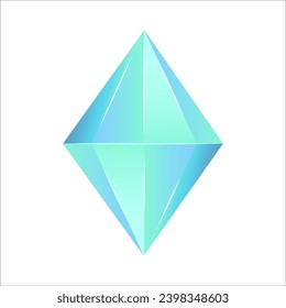 DiamantEdelstein. Vektorgrafik, blaue Farbe, einzeln auf weißem Hintergrund