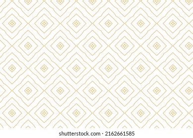 Diamond geometric Arabic pattern Wallpaper with Flower lines. Seamless vector background. White and gold texture. Graphic modern pattern. Simple lattice graphic design