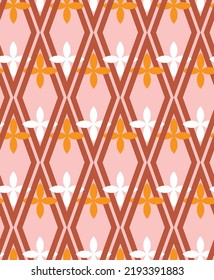 Diamond Geometric Stripes Florals Geometric Abstract Seamless Pattern Trendy Fashion Colors Perfect for Allover Fabric Print or Wrapping Paper Pastel Pink Brown Tones