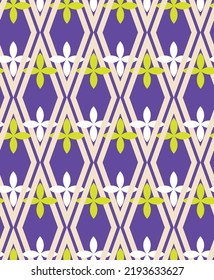 Diamond Geometric Stripes Florals Geometric Abstract Seamless Pattern Trendy Fashion Colors Perfect for Allover Fabric Print or Wrapping Paper Electric Purple Background
