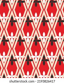 Diamond Geometric Stripes Florals Geometric Abstract Seamless Pattern Trendy Fashion Colors Perfect for Allover Fabric Print or Wrapping Paper Red Background