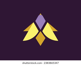 Símbolo de diamante diseño de logotipo vectorial que forma un pájaro con alas abiertas