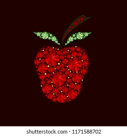 Diamond. Gift card with strawberries made of precious stones. Vector Illustration.
