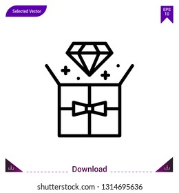 diamond gift vector icon. Best modern, simple, isolated,Gift, flat icon for website design or mobile applications, UI / UX design vector format