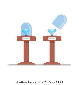 Diamond in glass display vector illustration