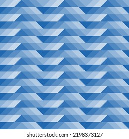 Geometrisches, nahtloses Muster der Diamantglas-Reflektion mit geometrischem Farbverlauf. Einfache flache Abbildung eines Parallelogramms und eines geometrischen Dreiecks. Gradation blue color. Für Tapeten, Hintergrund und Druckmotive.