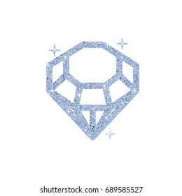 Diamond glitter Vector Illustration. Shiny crystal sign. Brilliant stone isolated on white background. Fashion modern design. Symbol gift, jewel, gem or royal, rich.