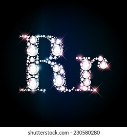 Diamond glittering letter "R" of sparkling brilliants (glitter font concept)