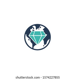 Diamond and Globe logo / icon design