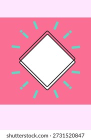 Diamond Glow on a Pink frame. Editable Clip Art.