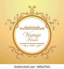 diamond and gold background vintage frame vector