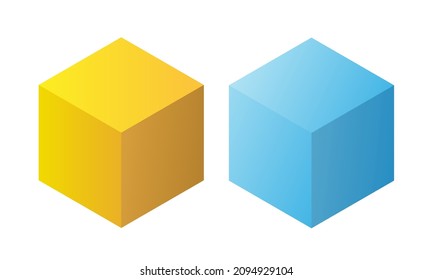 Diamond and gold block, vector element for game design. Сube isolated on white background. Set of Game Platforms. Items for Games.