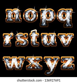 Diamond and gold characters set - lowercase version