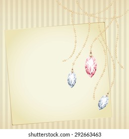 Diamond and gold decoration. Postcard. Vector.