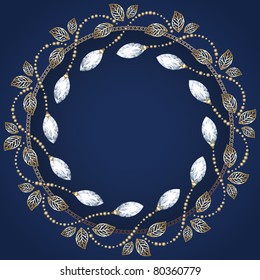 Diamond and gold decoration. Postcard. Vector.