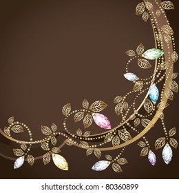 Diamond and gold decoration. Postcard. Vector.