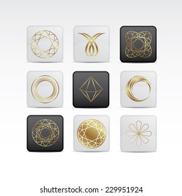 Diamond gold icon set