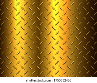 The diamond gold metal sheet texture background, vector illustration.
