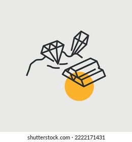 diamond and gold mining vector icon minerals 