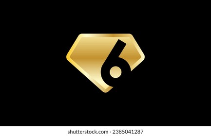 Diamond Gold Number Elegant Fashion Logo