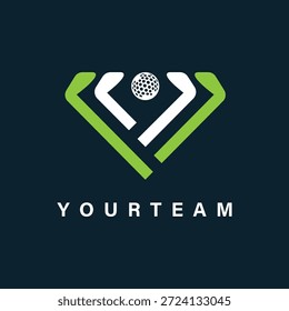 diamond golf team  logo icon vector design template web