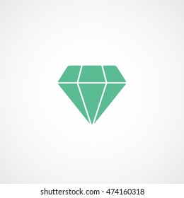 Diamond Green Flat Icon On White Background