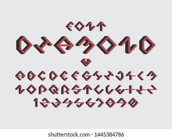 Diamond green font. Vector alphabet letters and numbers. Typeface design. 