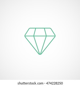 Diamond Green Line Icon On White Background