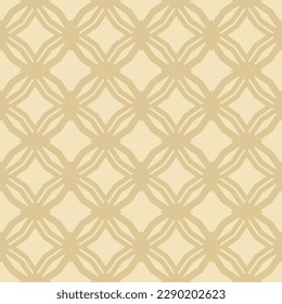 Diamond grid pattern. Vector abstract floral seamless ornament. Subtle golden background. Simple gold geometric ornament pattern. Delicate graphic texture with diamond shapes, rhombuses, net, lattice