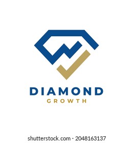 Diamond With Growth Arrow Logo Vector