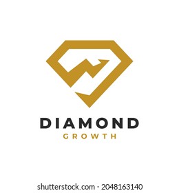 Diamond with Growth Arrow Logo Vector