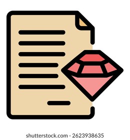 Diamond guarantee icon. Outline diamond guaranteevector icon color flat isolated