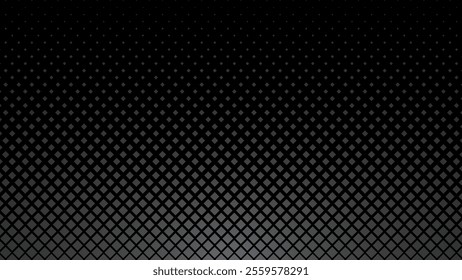 Diamond halftone background with black and white. Hexagon halftone gradient texture. Abstract black grunge background. Geometric retro halftone tech overlay.