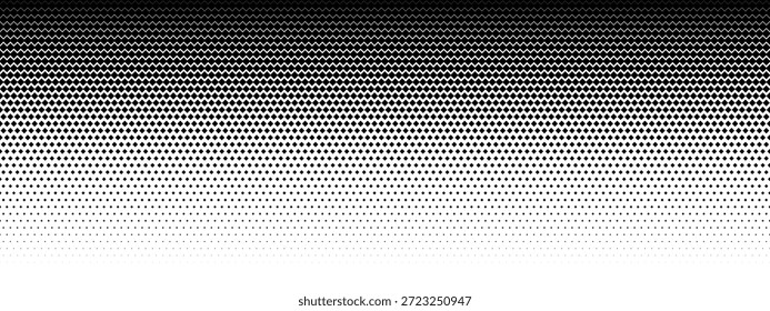 Diamant-Halbtonmuster für Fade-Gradation-Rhombus und Gitterpunktquadrat. Farbverlauf-Texturauflösung für Blasenvektordiamant und Zelltapete weiß. Diamantstrukturkunst zum Überblenden.