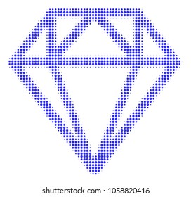 Diamond halftone vector icon. Illustration style is dotted iconic Diamond symbol on a white background. Halftone matrix is round items.