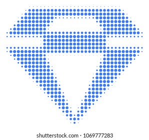 Diamond halftone vector pictogram. Illustration style is dotted iconic Diamond icon symbol on a white background. Halftone pattern is circle blots.
