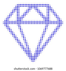 Diamond halftone vector pictogram. Illustration style is dotted iconic Diamond icon symbol on a white background. Halftone matrix is round blots.