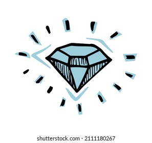 The diamond is hand drawn. Colored vector illustration.