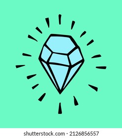 The diamond is hand drawn. Colored vector illustration.