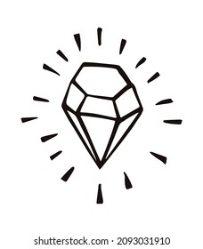 The diamond is hand drawn. Graphic vector illustration.