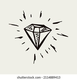 El diamante está dibujado a mano. Ilustración vectorial gráfica.