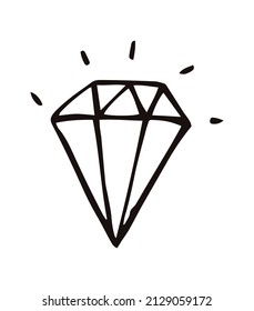 El diamante está dibujado a mano. Ilustración vectorial gráfica.