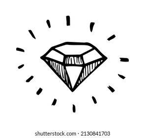 The diamond is hand drawn. Graphic vector illustration.