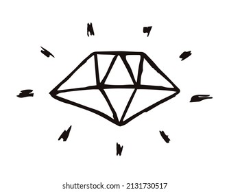 El diamante está dibujado a mano. Ilustración vectorial gráfica.