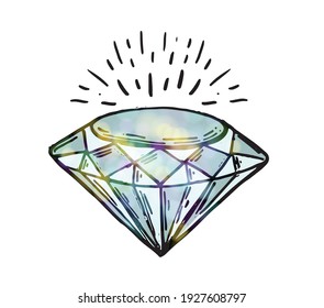 Diamante, estilo dibujado a mano, ilustración vectorial.