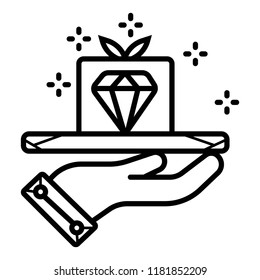 Diamond in hand. Hand holds diamond.