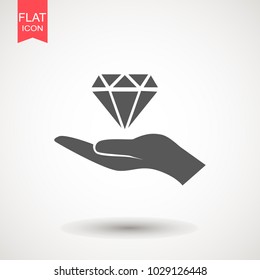 Diamond In Hand. Hand Holds Diamond. Web Icon