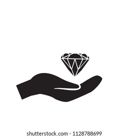 Diamond in hand. Hand holds diamond. Web icon.EPS 10