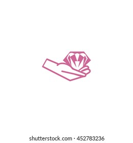 diamond, hand, icon